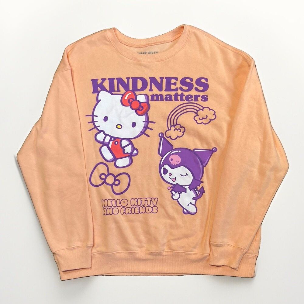 Sanrio Hello Kitty & Friends Anime Peach Crewneck Sweatshirt Size XL